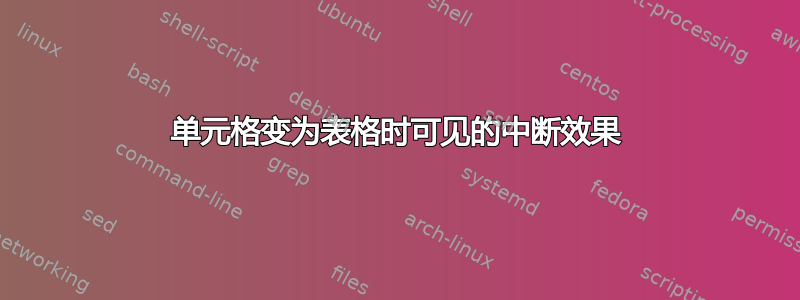 单元格变为表格时可见的中断效果