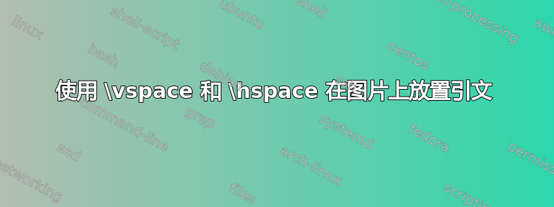 使用 \vspace 和 \hspace 在图片上放置引文