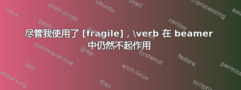 尽管我使用了 [fragile]，\verb 在 beamer 中仍然不起作用