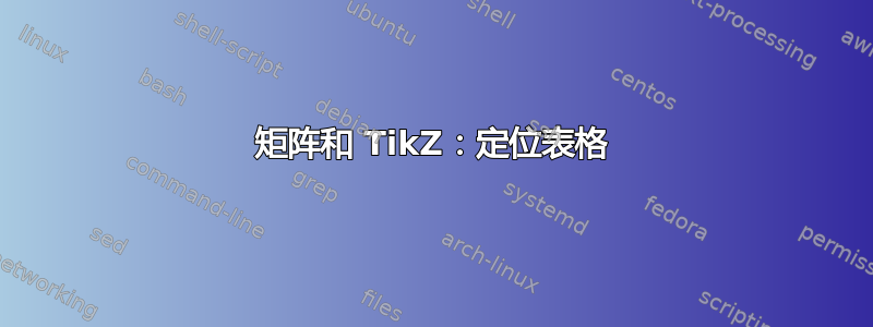 矩阵和 TikZ：定位表格