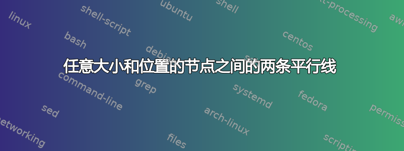 任意大小和位置的节点之间的两条平行线