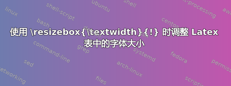 使用 \resizebox{\textwidth}{!} 时调整 Latex 表中的字体大小