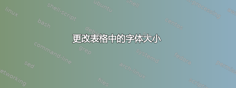 更改表格中的字体大小