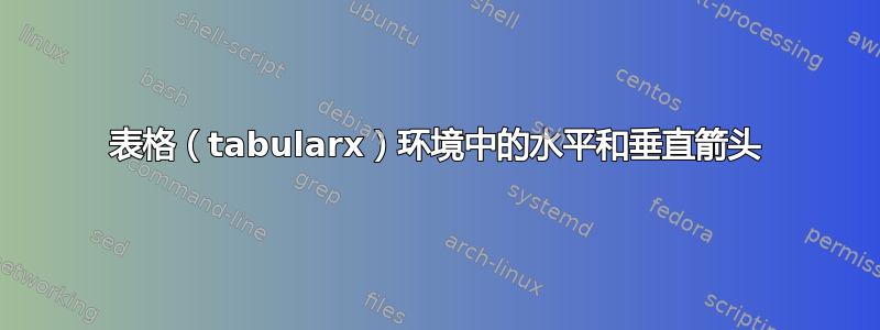 表格（tabularx）环境中的水平和垂直箭头