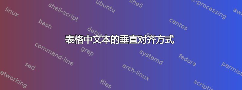 表格中文本的垂直对齐方式