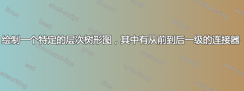 绘制一个特定的层次树形图，其中有从前到后一级的连接器