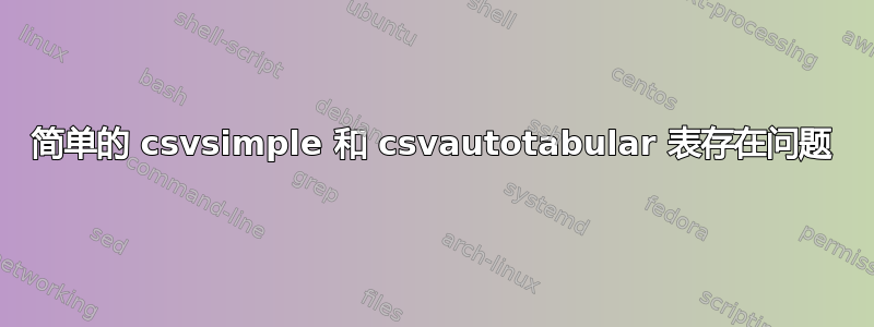 简单的 csvsimple 和 csvautotabular 表存在问题