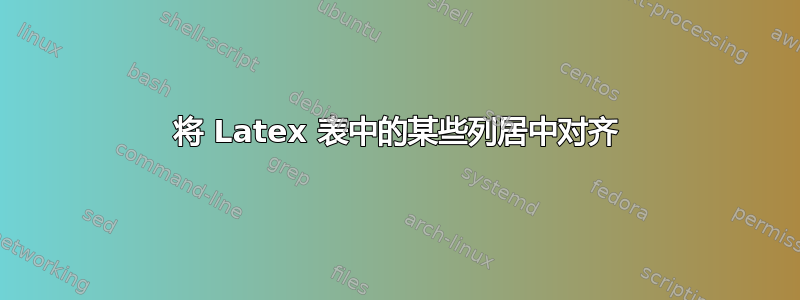 将 Latex 表中的某些列居中对齐