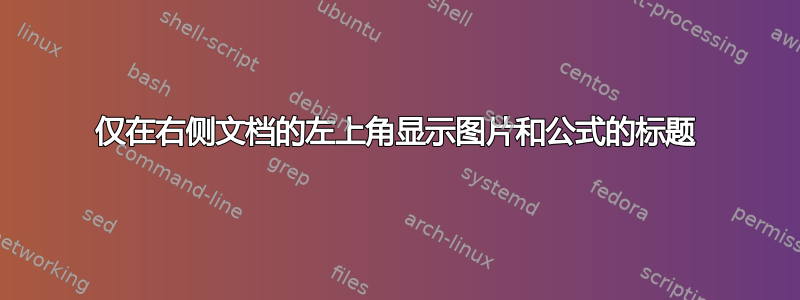 仅在右侧文档的左上角显示图片和公式的标题