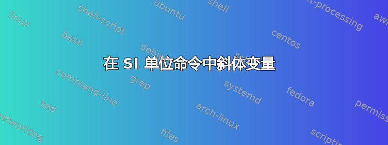 在 SI 单位命令中斜体变量 