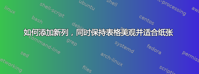 如何添加新列，同时保持表格美观并适合纸张