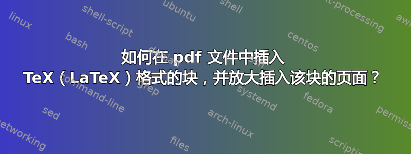 如何在 pdf 文件中插入 TeX（LaTeX）格式的块，并放大插入该块的页面？