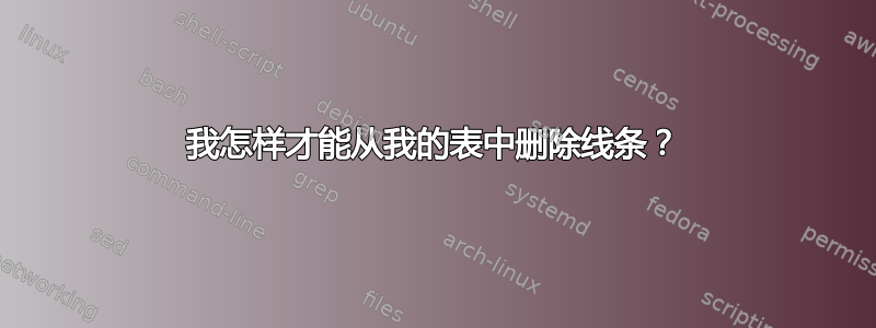 我怎样才能从我的表中删除线条？