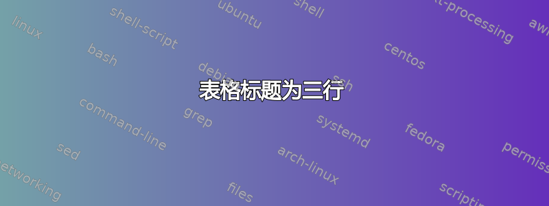 表格标题为三行