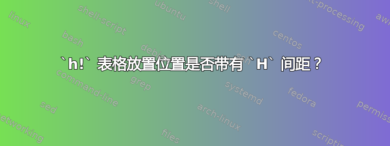 `h!` 表格放置位置是否带有 `H` 间距？