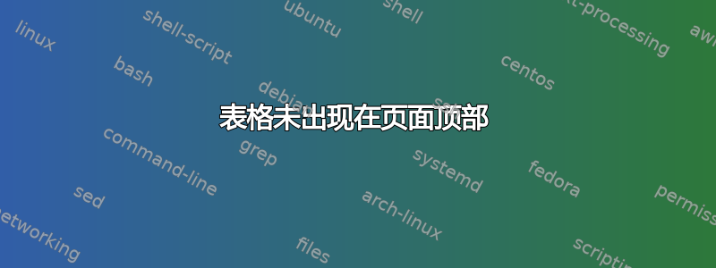 表格未出现在页面顶部