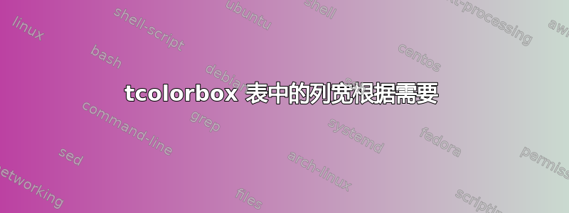 tcolorbox 表中的列宽根据需要