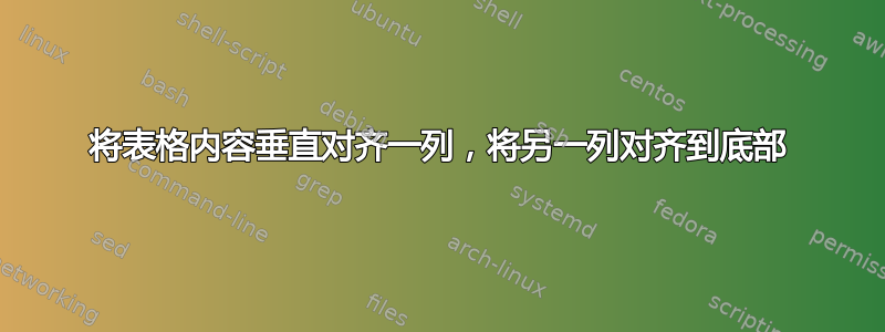 将表格内容垂直对齐一列，将另一列对齐到底部