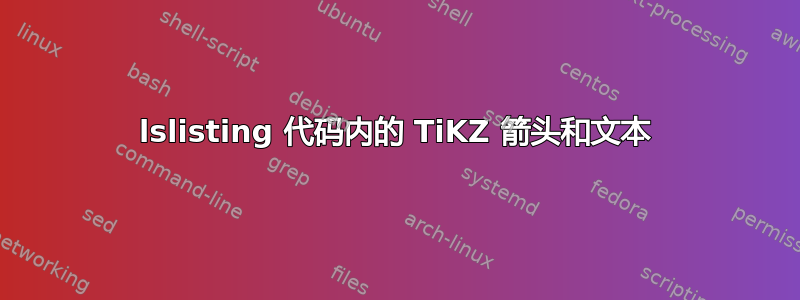 lslisting 代码内的 TiKZ 箭头和文本