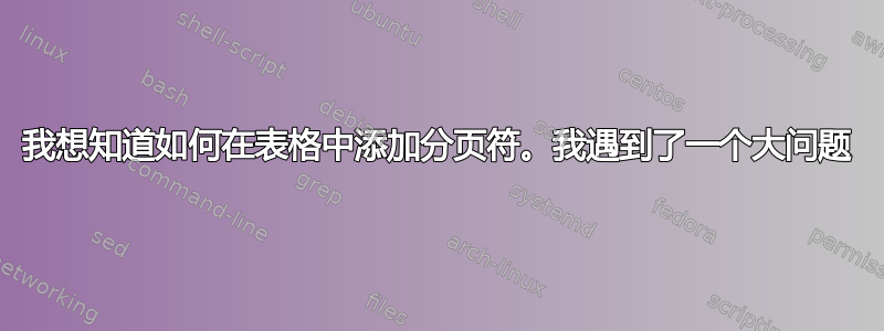 我想知道如何在表格中添加分页符。我遇到了一个大问题