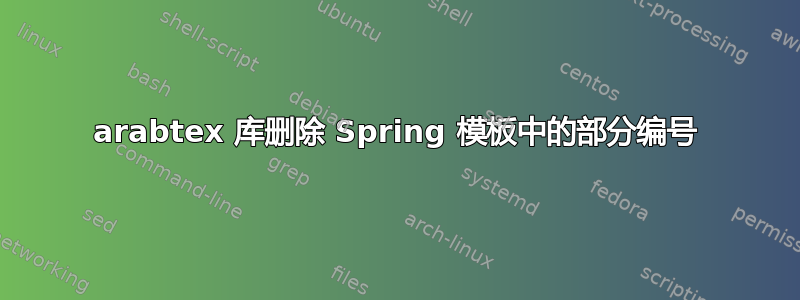 arabtex 库删除 Spring 模板中的部分编号