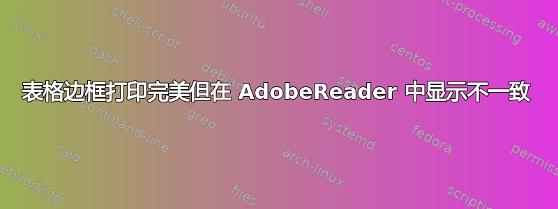 表格边框打印完美但在 Adob​​eReader 中显示不一致