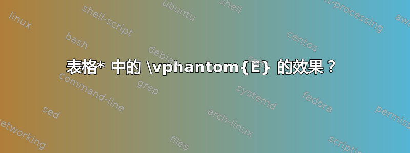 表格* 中的 \vphantom{E} 的效果？