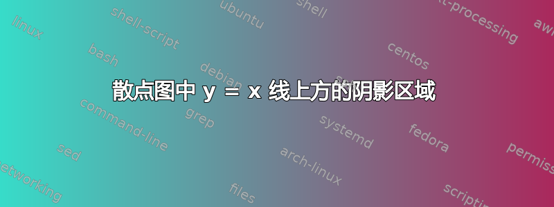 散点图中 y = x 线上方的阴影区域