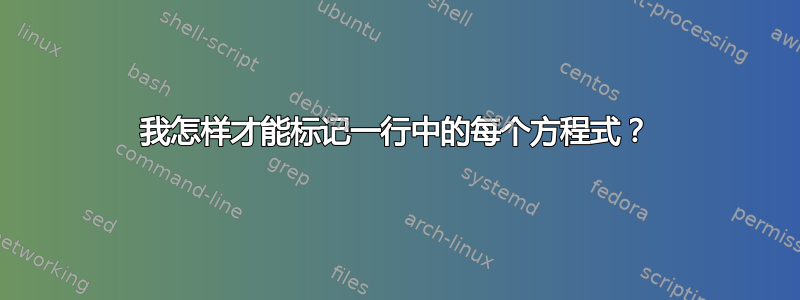 我怎样才能标记一行中的每个方程式？