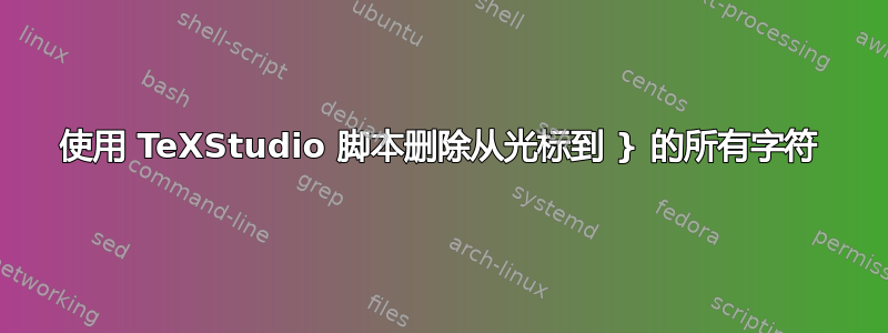 使用 TeXStudio 脚本删除从光标到 } 的所有字符