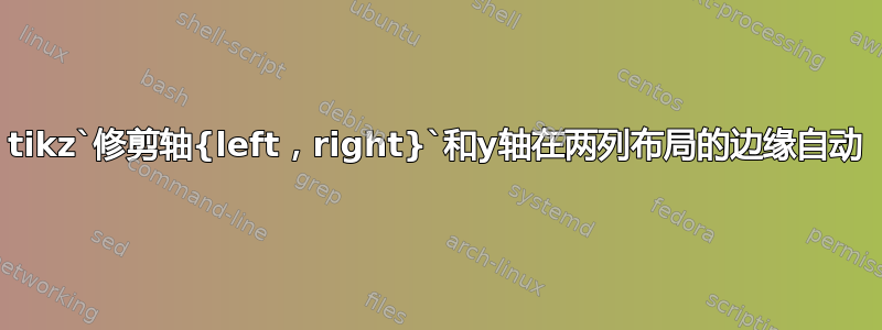 tikz`修剪轴{left，right}`和y轴在两列布局的边缘自动