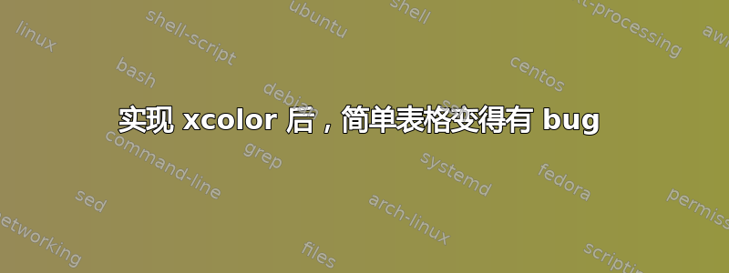 实现 xcolor 后，简单表格变得有 bug