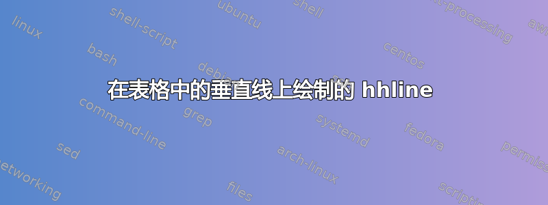 在表格中的垂直线上绘制的 hhline