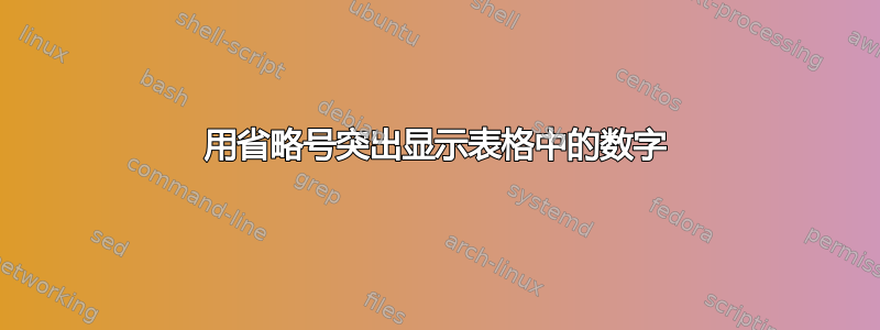 用省略号突出显示表格中的数字