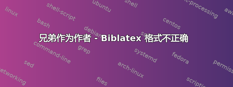 兄弟作为作者 - Biblatex 格式不正确 