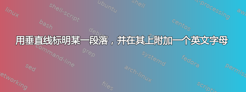 用垂直线标明某一段落，并在其上附加一个英文字母