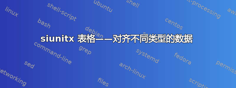 siunitx 表格——对齐​​不同类型的数据