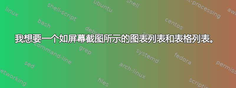 我想要一个如屏幕截图所示的图表列表和表格列表。