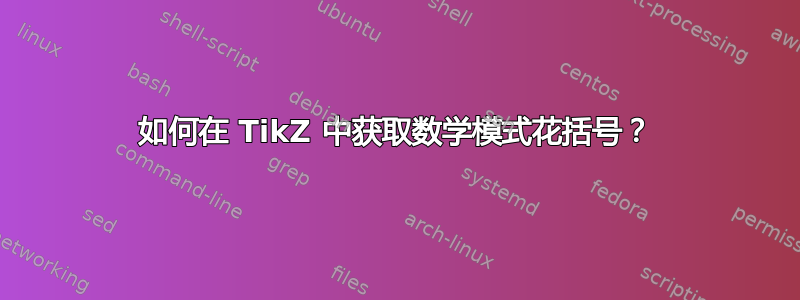 如何在 TikZ 中获取数学模式花括号？