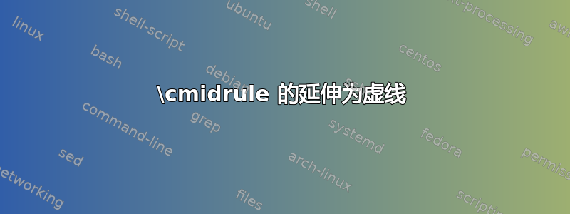 \cmidrule 的延伸为虚线