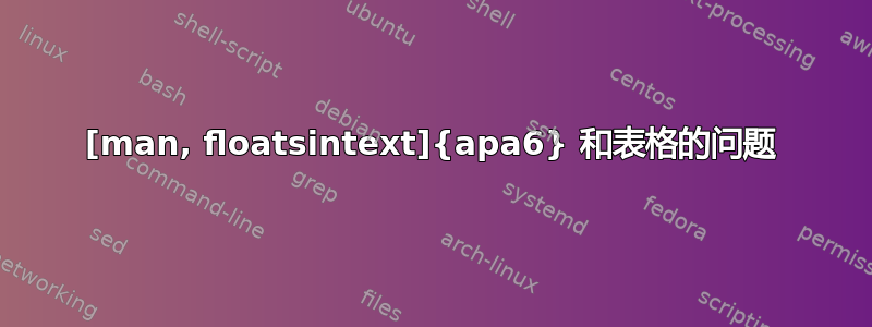 [man, floatsintext]{apa6} 和表格的问题