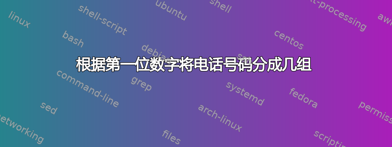 根据第一位数字将电话号码分成几组