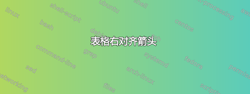 表格右对齐箭头