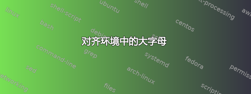 对齐环境中的大字母