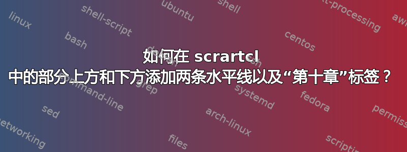 如何在 scrartcl 中的部分上方和下方添加两条水平线以及“第十章”标签？