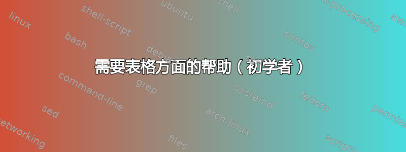 需要表格方面的帮助（初学者）