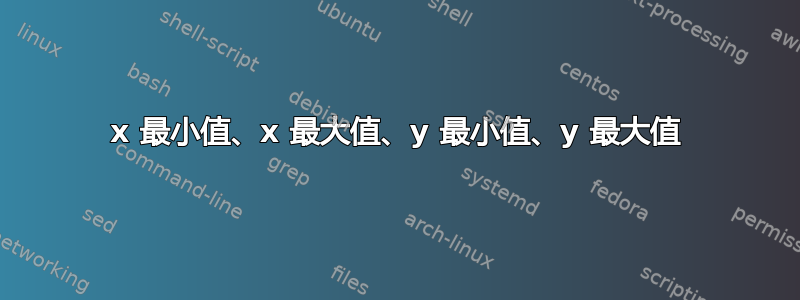 x 最小值、x 最大值、y 最小值、y 最大值