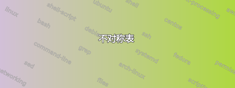 不对称表