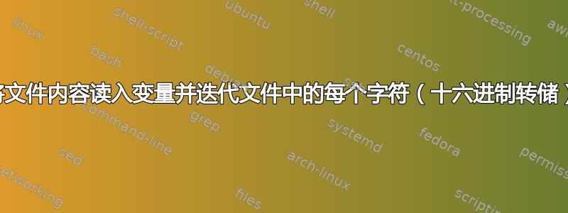 将文件内容读入变量并迭代文件中的每个字符（十六进制转储）