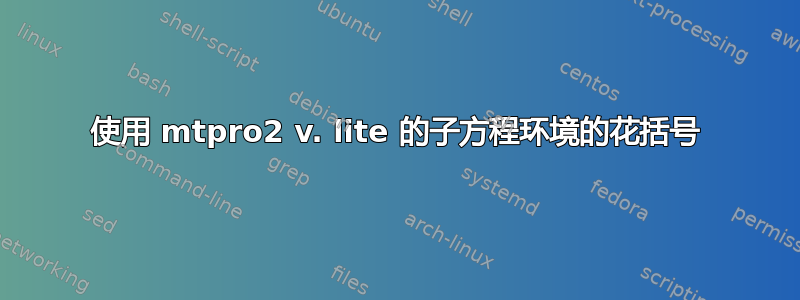 使用 mtpro2 v. lite 的子方程环境的花括号